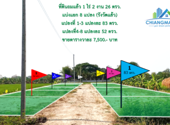 ที่ดินถมแล้ว 8 แปลง 1 ไร่ 2 งาน 26 ตรว. ที่ดินถมแล้ว 8 แปลง 1 ไร่ 2 งาน 26 ตรว.